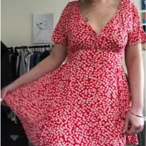 Dream of me red white floral mini dress